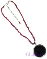 Seed bead with Glass Pendant necklace - click here for large view
